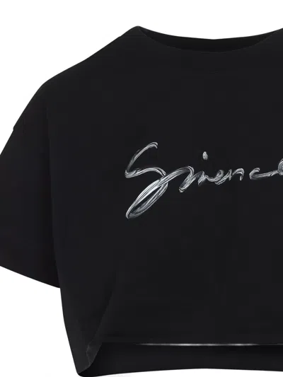 Givenchy Signature Logo Cropped T-shirt In Black