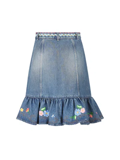 Valentino Floral-embroidered Midi Skirt