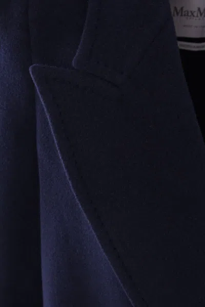 Max Mara Albania1234 Wool And Cashmere Long Coat In Blue