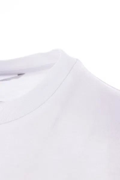 Max Mara Women 'papaia' White Crewneck T-shirt With Tonal Logo Embroidery On The Front In Cotton Wom In White