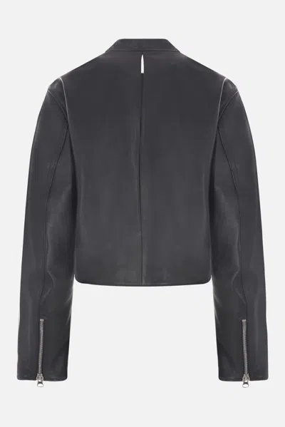 Mm6 Maison Margiela Twist Leather Jacket In Black