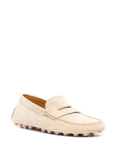 Tod's Gommino Bubble Suede Loafers Shoes In Neutral