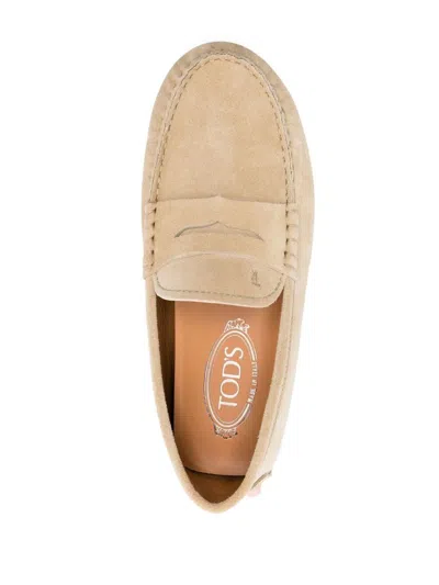 Tod's Gommino Bubble Suede Loafers Shoes In Neutral