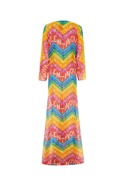 Valentino Chevron 24 Muslin Abendkleid Frau Multicolor 38 In Multi