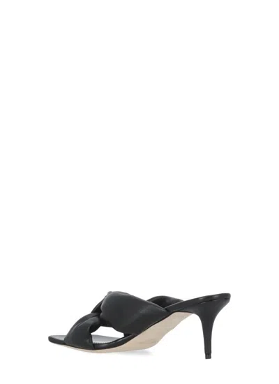 Fabiana Filippi Leather Sandals With Braided Front And Kitten Heel In Black