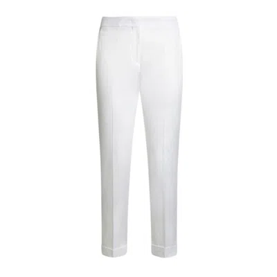Etro Cropped Stretch Cotton Trousers In White