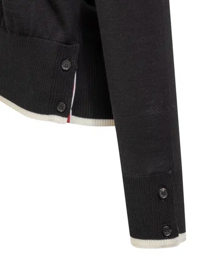 Thom Browne Cardigan With 4-bar Logo In Black