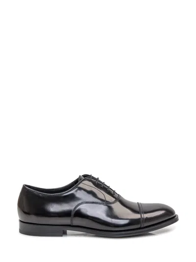 Doucal's High-shine Black Oxford Shoes With Lace-up Fastening In Black