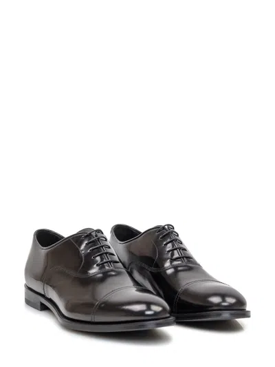 Doucal's High-shine Black Oxford Shoes With Lace-up Fastening In Black