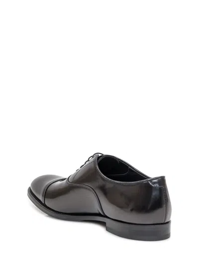Doucal's High-shine Black Oxford Shoes With Lace-up Fastening In Black