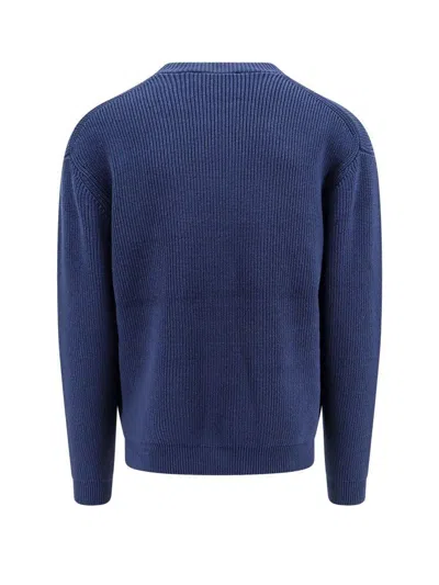 Maison Kitsuné Cotton Blend Cardigan With Iconic Frontal Patch In Blue