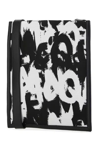 Alexander Mcqueen Graffiti-print Shoulder Bag In Neutral