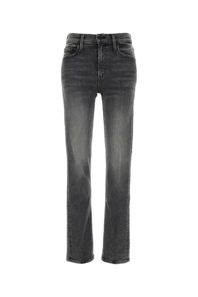 Mother Flared Leg Trousers Contrast Stitching In Black