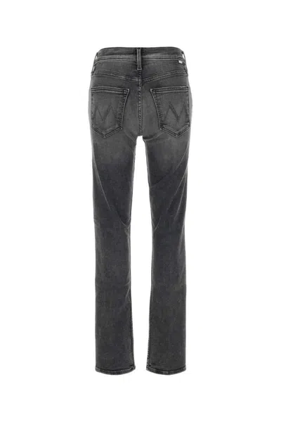Mother Flared Leg Trousers Contrast Stitching In Black