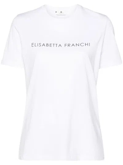 Elisabetta Franchi Rhinestone-embellished Crewneck T-shirt In White