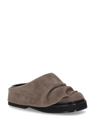Attico 'square Toe Suede Finish Flat Sole Loafers' In Brown