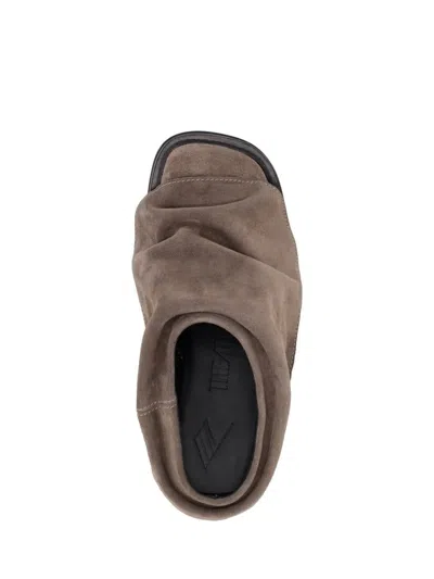 Attico 'square Toe Suede Finish Flat Sole Loafers' In Brown