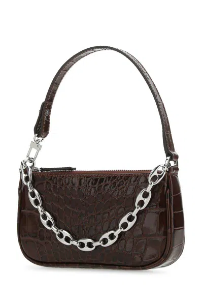 By Far Chocolate Leather Mini Rachel Handbag