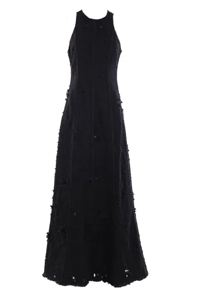 Haikure Long Dark Grey Dress With Rips In Black