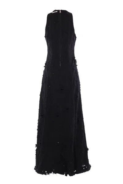 Haikure Long Dark Grey Dress With Rips In Black