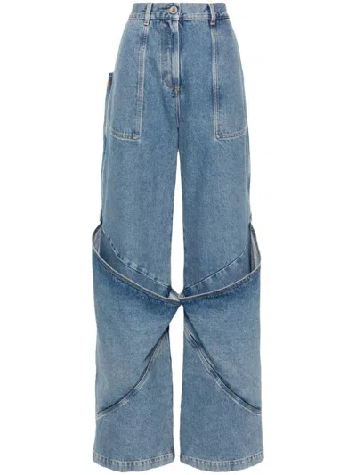 Attico Sky Blue Baggy Jeans With Large Pockets In Blue