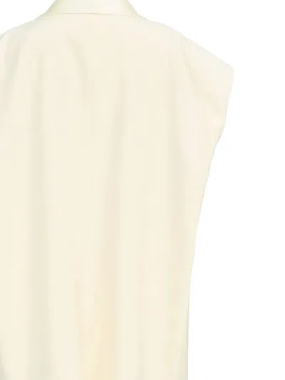 Mm6 Maison Margiela Wool Sleeveless Longline Vest With Shawl Collar In Neutral