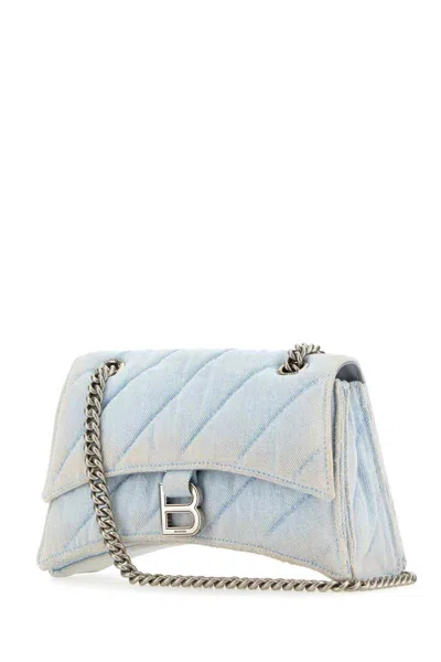 Balenciaga Light Blue Denim Crush M Shoulder Bag