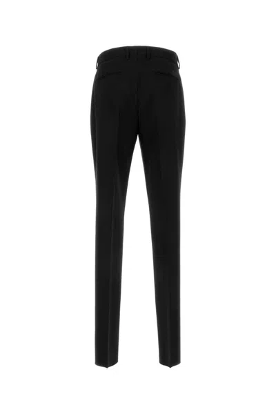 Versace Pantalone In Misto Lana Nera Uomo In Black