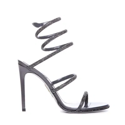 René Caovilla 105mm Rhinestone-embellished Sandals In Black