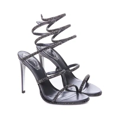 René Caovilla 105mm Rhinestone-embellished Sandals In Black
