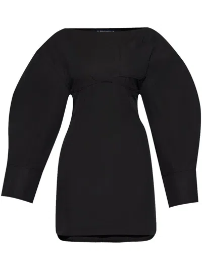 Jacquemus Shirt Dress Featuring Adjustable Belt In Black