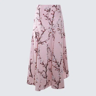 Alexander Mcqueen Floral-print Midi A-line Skirt In Pink