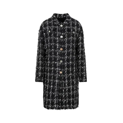 Giambattista Valli Checked Bouclé Coat In Black