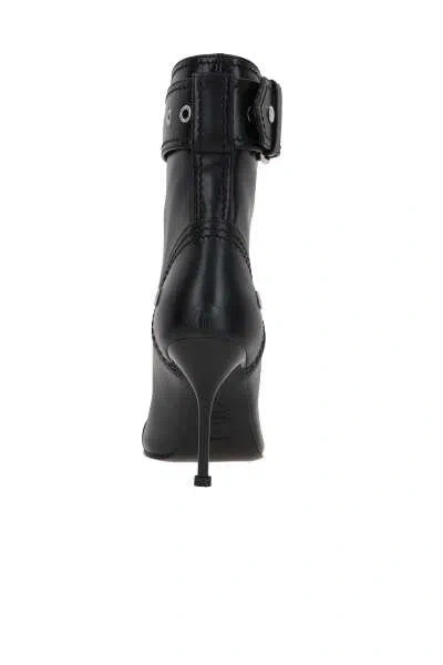 Alexander Mcqueen Heeled Biker Boots In Black