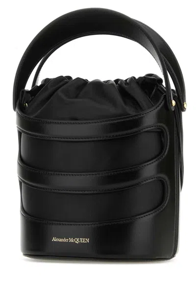 Alexander Mcqueen Women Black Leather The Rise Bucket Bag In Black