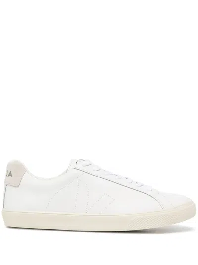 Veja White Leather Sneakers With Embroidered Logo In White