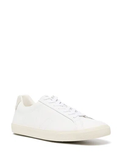 Veja White Leather Sneakers With Embroidered Logo In White