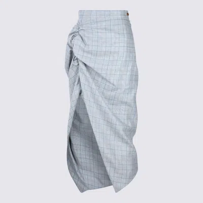 Vivienne Westwood Mens Multi Side Panther Check Wool-linen Blend Midi Skirt