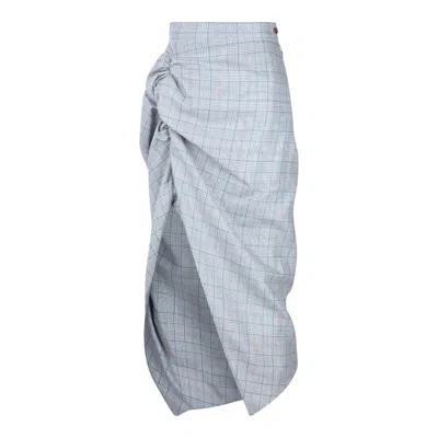 Vivienne Westwood Mens Multi Side Panther Check Wool-linen Blend Midi Skirt
