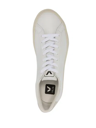 Veja White Leather Sneakers With Embroidered Logo In White