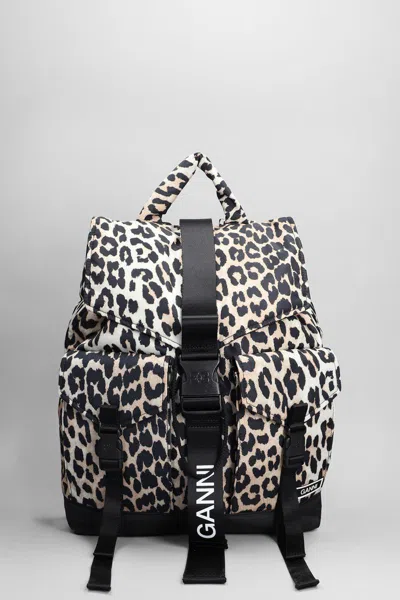 Ganni Leopard Printed Drawstring Backpack