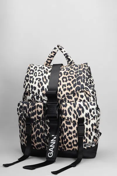 Ganni Leopard Printed Drawstring Backpack