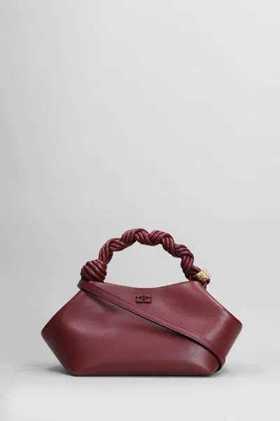 Ganni Bou Red Handbag With Butterfly Logo And Hand-braided Strands In Leather Woman In Neutral