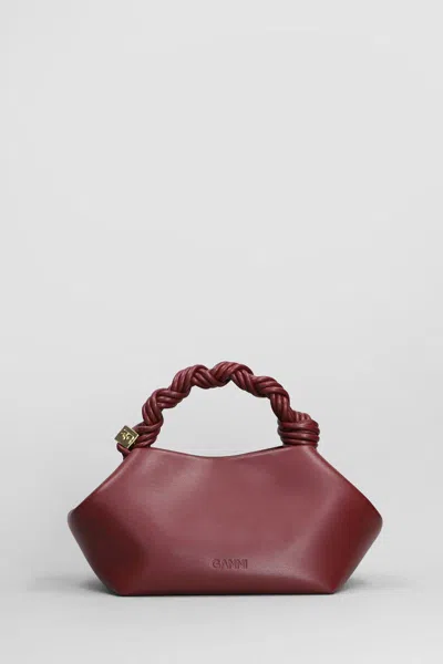 Ganni Bou Red Handbag With Butterfly Logo And Hand-braided Strands In Leather Woman In Neutral