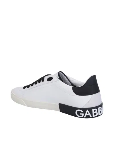 Dolce & Gabbana Portofino Leather Sneakers With Rubberized Logo Shoes