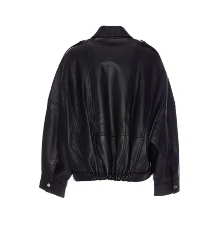 Pinko Cropped Leather Jacket With Asymmetrical Zip