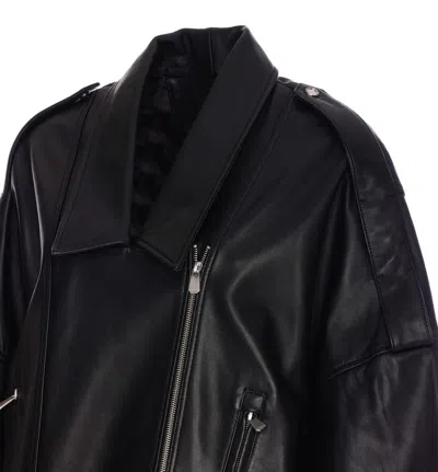 Pinko Cropped Leather Jacket With Asymmetrical Zip