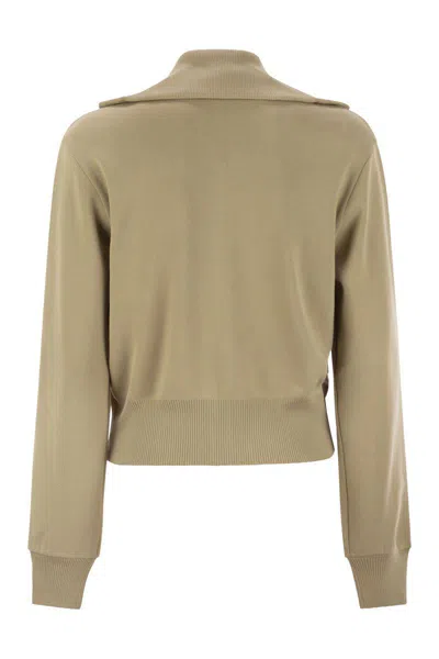 Autry Knitted Tennis-style Zip Sweatshirt In Green