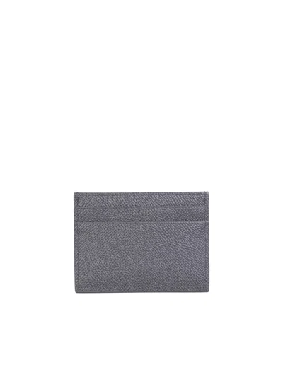 Dolce & Gabbana Logo Plate Leather Cardholder In Gray