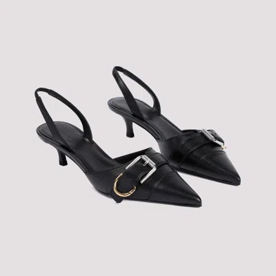 Givenchy Voyou Buckled Textured-leather Slingback Pumps In Black